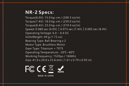 NR-2 HV Super Low Profile Brushless Servo